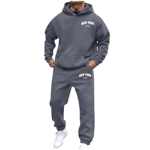Tracksuit Mens Full Set Long Sleeve Hooded Sweatshirt and Sweatpants Set Hoodie Joggers Sets 2 Piece Fashion Sweatsuits for Men Sport Set Sweatpants and Sweatshirt Christmas