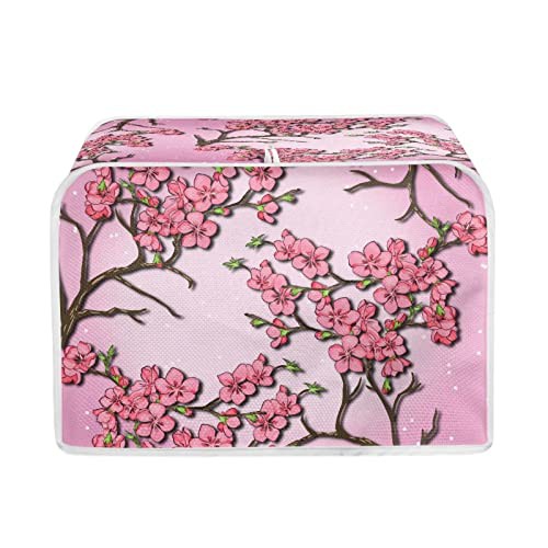 STUOARTE Peach Blossom Toaster Cover 2 Slice Long Slot Flowers Pink Toaster Carrying Bag Dustproof Samll Appliance Covers Washable Rusable for Kitchen Decorative