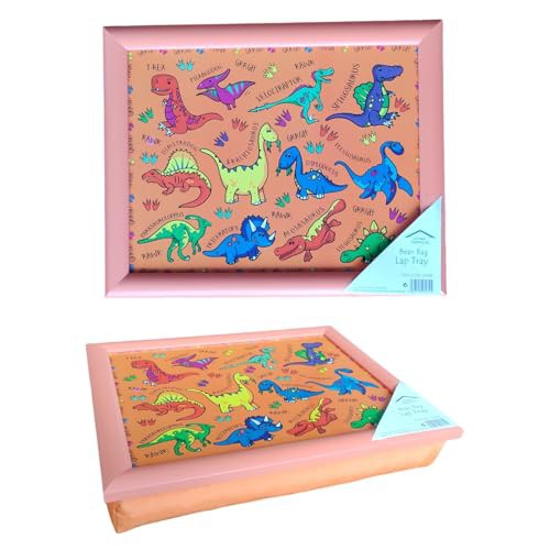 Optimal Products Kids Wooden Soft Padded Cushioned Bean Bag Children Lap Dinner Laptop Food Tray UK 