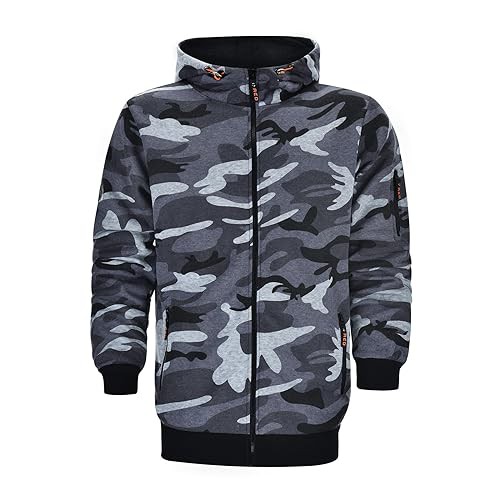 Foweknow Hooded Jacket Men's Camouflage Autumn Winter Jacket Simplicity Fashionable Trendings Sweat Jacket Hoodie Tactical Transition Jacket Long Sleeve Comfortable Versatile Outdoor Jacket