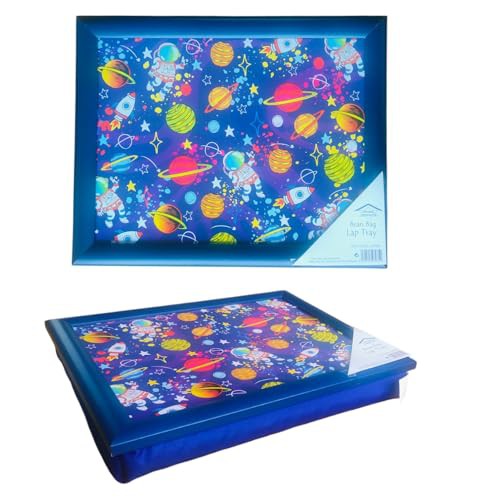 Optimal Products Kids Wooden Soft Padded Cushioned Bean Bag Children Lap Dinner Laptop Food Tray UK 