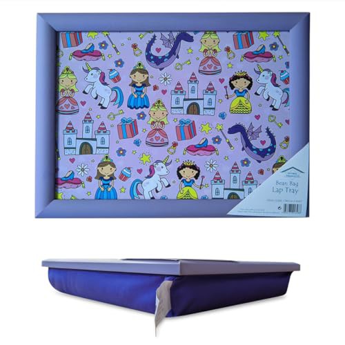 Optimal Products Kids Wooden Soft Padded Cushioned Bean Bag Children Lap Dinner Laptop Food Tray UK 