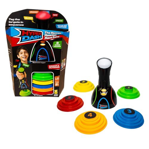 Hyper Dash, fast reaction race game, race against yourself or up to 10 friends to hit the colour targets, 3 play modes, great for family games, kids games, games night. Play indoor & outdoor. Age 3+