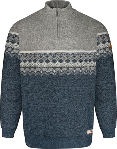 D555 1/4 Zip Jumper Fair Isle Knit Long Sleeve Casual Mens Plus Size RUDDINGTON