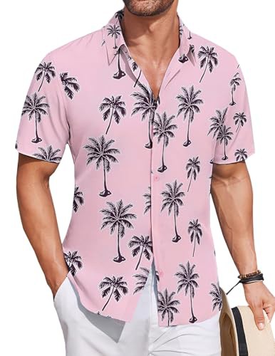 COOFANDY Mens Hawaiian Shirts Short Sleeve Hawaii Tropical Summer Shirts Holiday Beach Shirts Button Down Aloha Shirts