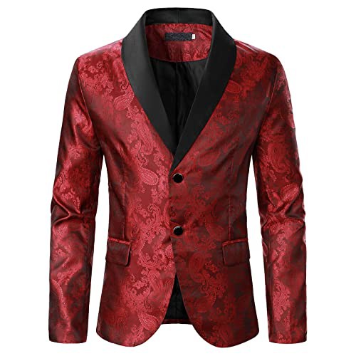 Foweknow Men's Sequin Suit Jacket Floral Pattern Slim Fit Blazer Wedding Tuxedo Sporty Fashionable Outdoor Jacket Classic Comfortable Leisure Jacket Versatile Streetwear