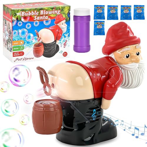 Santa Bubble Machine Bubble Blowing Santa Machine Automatic Funny Christmas Fart Bubble Machine Electric Blowing Bubble Toy Farting Bubble Machine Santa Bubble Machine For Kids