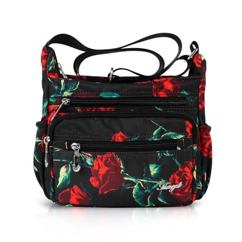 Jiusely Messenger Bag Women Nylon Crossbody Bags for Women Black Handbags for Women Multi Pocket Handbags for Women Handbags for Mother Crossbody Ladies Cross Body Handbags 5L