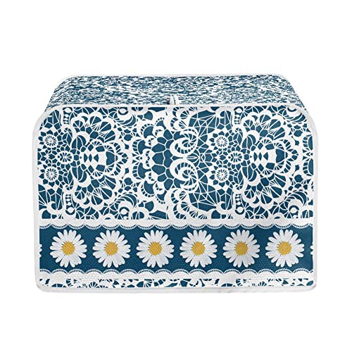 TOADDMOS Daisy Lace Floral Print Toaster Cover 2 Slice,Small Appliance Cover for Kitchen,Keep from Dust and Fingerprint