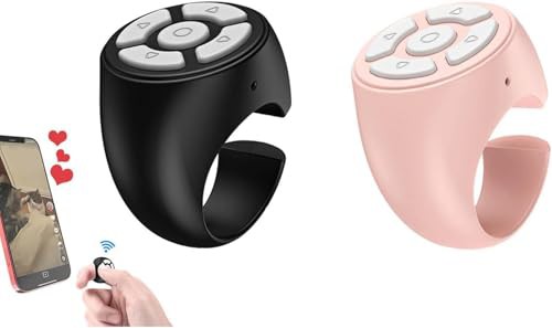 2pcs Scrolling Ring, Comfortable Wireless Finger Scroller, Blue-tooth Finger Ring Page Turning Remote Control, Portable Remote Control Ring, Mobile Phone Controller for Home, Travel, Car, Camping