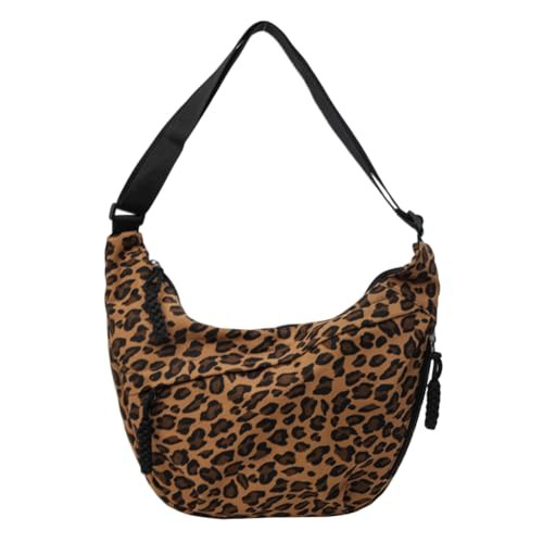 CRGANGZY Women Hobo Sling Bag Multi-pockets Leopard Print Fashion Shoulder Bag Large Capacity Crescent Crossbody Bag Adjustable Strap Simple Satchel Bag 
