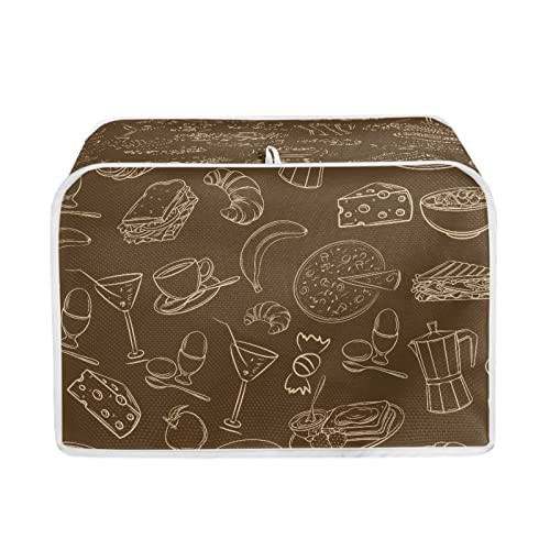 TOADDMOS Food Brown Toaster Cover 2 Slice,Fashion Kitchen Appliance Cover Toaster Dust and Fingerprint Protection and Decoration