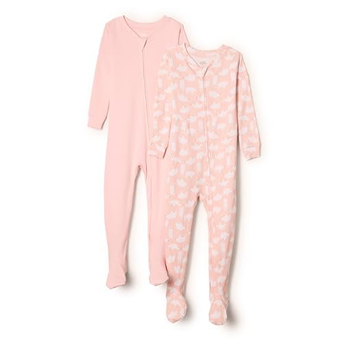 Amazon Essentials x Sofia Grainge Unisex Babies, Toddlers and Kids' Snug-Fit Cotton Footed Pyjamas, Pack of 2