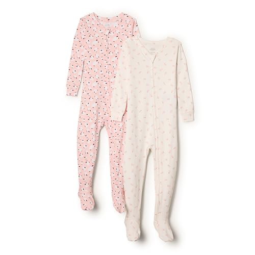 Amazon Essentials x Sofia Grainge Unisex Babies, Toddlers and Kids' Snug-Fit Cotton Footed Pyjamas, Pack of 2