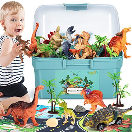 HahaGift Dinosaur Toys for 3 2 4 5 6 Year Old Boys Gifts, Dinosaur Games for Kids Toys Age 3 4 5 6 7 Year Old Boy Toys, Dinosaur Figures Play Mat Set for Boys Toys Age 2-5 Gifts for 3-6 Year Old Girls