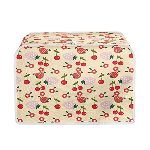 TOADDMOS Strawberry Floral Print Toaster Cover 2 Slice with Top Hook,Kitchen Appliance Cover Toaster Dust and Fingerprint Protection