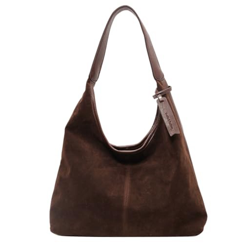 TIAASTAP Tote Bags for Women Suede Leather Handbags Ladies Shoulder Bag Hobo Slouch Bag Uni Bags for Work Shopping School Everyday 