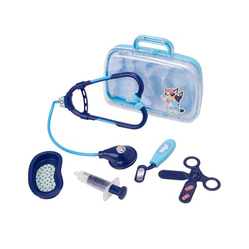 Bluey Medical Case Kids Role Play Doctors Medic Set In Carry Case - Bluey Character Theme Toy For Children 5pc Set