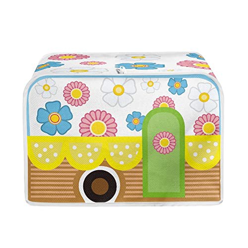 TOADDMOS Colorful Daisy Print Toaster Cover 4 Slice with Top Hook,Kitchen Appliance Cover Toaster Dust and Fingerprint Protection,Women Gifts