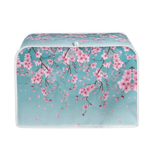 TOADDMOS Sakura Blue Toaster Cover 4 Slice,Small Appliance Cover for Kitchen,Keep Toaster Free from Dust and Fingerprint