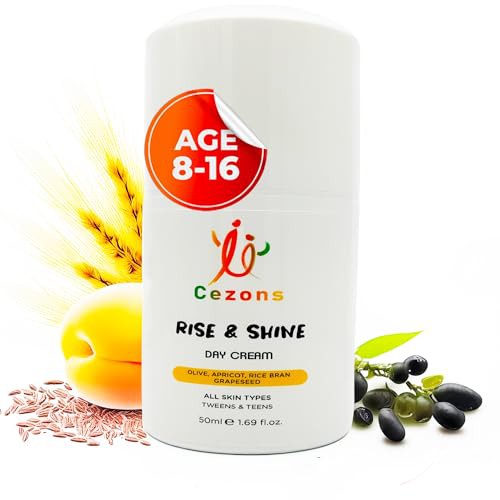 Cezons Rise & Shine Day Cream - A Gentle Kids Face Moisturiser and Dry Skin Moisturiser Face Cream for Tweens & Teen Skincare - Kids Skin Care Products Made in UK & Great Lotion for Teen Girl Gifts