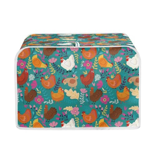 TOADDMOS Chicken Floral Green Toaster Covers 2 Slice,Small Kitchen Appliance Dust Covers,Dust and Fingerprint Protection