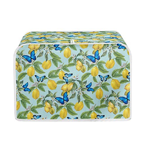 TOADDMOS Lemon Butterfly Print Toaster Covers 2 Slice,Kitchen Appliance Dust Covers,Dust and Fingerprint Protection