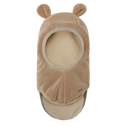 MASOCIO Toddler Hat Winter Warm Balaclava Infant Baby Boys Girls Knitted Thermal Wooly Snood Scarf 12 18 Months 2 3 4 Years Kids Children Bobble Beanie Age 1-5 Years Brown
