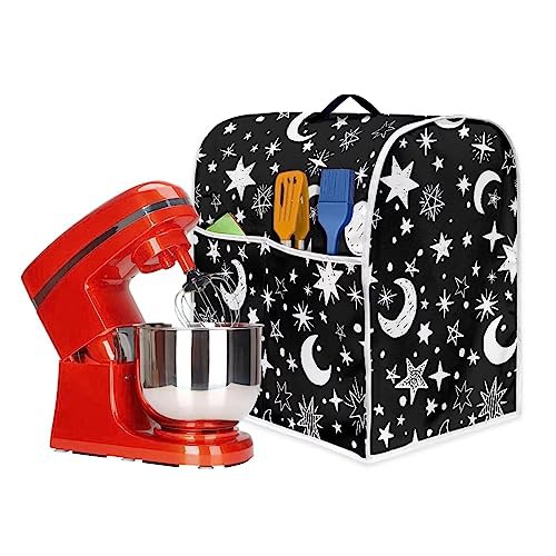 Poceacles Moon Stars Pattern Stand Mixer Covers Fit Tilt Head and Bowl Lift Models Mixers, Washable Kitchen Appliance Cover Universal Fit Coffee Maker Blender Juicer, L