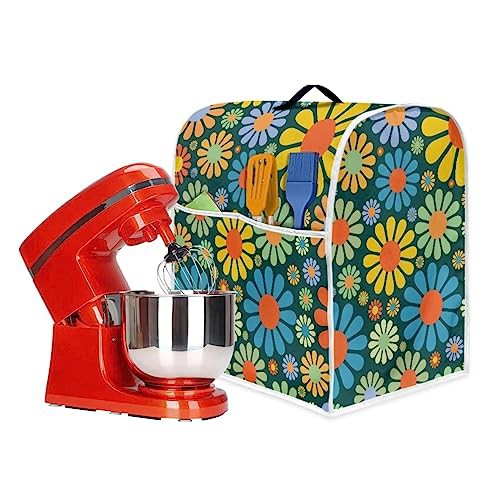 Poceacles Hippie Flowers Pattern Decorative Cover for Bread Machine, Stand Mixer Cover, Lightweight Protective Cover for Kitchen Mixers, Dustproof and Fingerprint Resistant, L