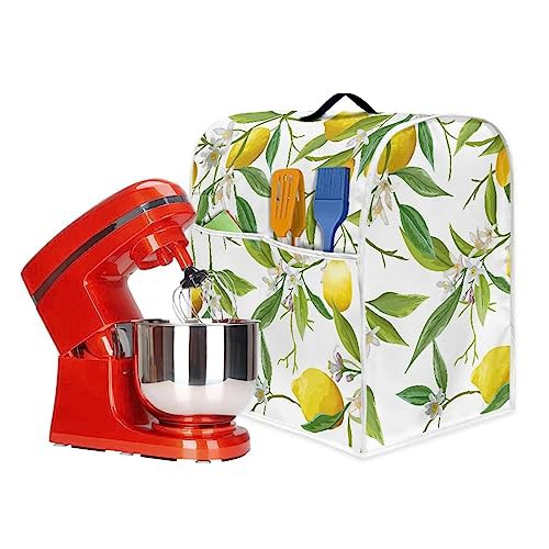 Poceacles Lemon Green Leaf Pattern Kitchen Stand Mixer Cover, Stand Mixer Cover Compatible with 4.5-5 Quarts Kitchen Stand Mixer, Kitchen Covers for Stand Mixer, S