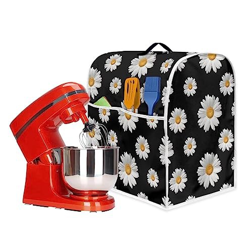 Poceacles Daisy Flowers Pattern Kitchen Mixer Cover, Kitchen Stand Mixer Cover Compatible with 5-8 Quart Kitchen Covers for Stand Mixer with Pockets, L