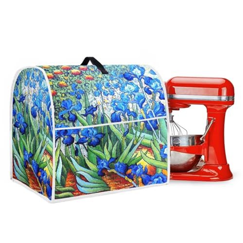 Poceacles Van Gogh Iris Flower Stand Mixer Cover, Kitchen Mixer Cover with Pocket for Stand Mixer, Food Mixer Cover Kitchen Blender Cover Toaster Blender Covers Kitchen Small Appliance Dust Cover