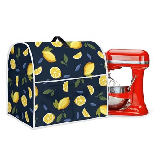 Poceacles Lemon Stand Mixer Cover, Kitchen Mixer Cover with Pocket for Stand Mixer, Food Mixer Cover Kitchen Blender Cover Toaster Blender Covers Kitchen Small Appliance Dust Cover
