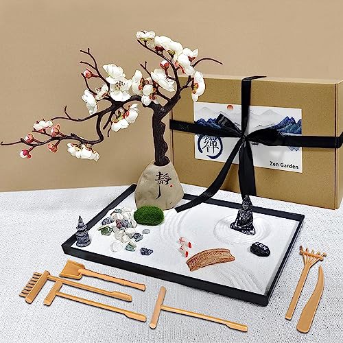 LuXianYS Zen Garden Kit, Mini Zen Garden Home Decoration, Japanese Zen Garden Set, Zen Sand,Mini Zen Garden Sand Rock Ornament, Meditation Accessories and Gift,Japanese Garden Ornaments