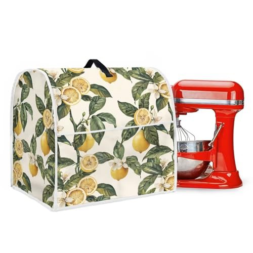 Poceacles Fruit Lemon Stand Mixer Cover, Food Mixer Cover Kitchen Blender Cover Stain Resistant Washable Protective Cover Kitchen Mixer Cover with Pocket for Stand Mixer