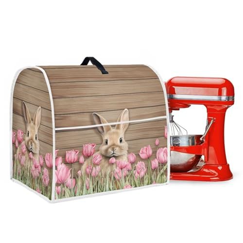 Poceacles Rabbit Wood Print Stand Mixer Covers Compatible with 4.5-5 Quarts, Kitchen Mixer Covers Washable Dust Protective Toaster Blender Cover for Kitchen Small Appliance