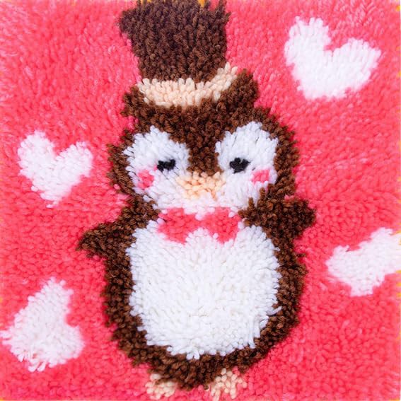 Embroidery Crafts Latch Hook Kits for Adults-Latch Hook Cushion Kits and Embroidery Kits for DIY Needlework,Latch Hook Rugs Carpets Cushion Mat Making Kits,DIY Craft Kits 