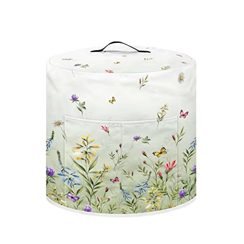 NETILGEN Dust Cover for 6 Quart Instant Pot and Extra Accessories, Dust Proof Easy to Clean Pressure Cooker Cover Electric Appliance Cover Air Fryer Accessories with Storage Pocket, Floral Green