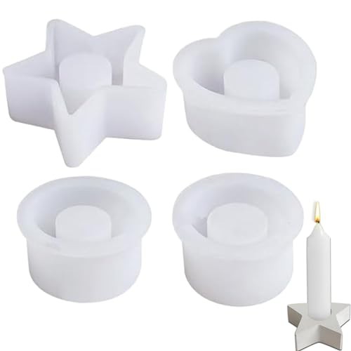 4 Pcs Resin Mould Set, Candlestick in 4 Styles, Tea Light, Candle Holder Silicone Mould, Craft Candle Holder Tools for DIY Decoration Crafts Home Decoration Birthday Wedding Party Decor