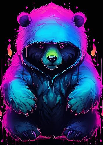 DIUJHUUY 5D Diamond Painting Kits,Diamond Drawing Kits - DIY Cartoon Black Bear Theme Full Rhinestone Art Picture,Craft Supplies for Kids and Adults, Perfect Home Wall Decor Gift - 30x40cm