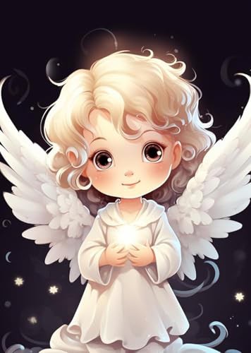 DIUJHUUY 5D Diamond Painting Kits,Holy Angels Crystals Rhinestone Diamond Embroidery Art Pictures,DIY Arts Craft Supply for Adults,Children's Beginners,Home Wall Decor Gifts - 30x40cm