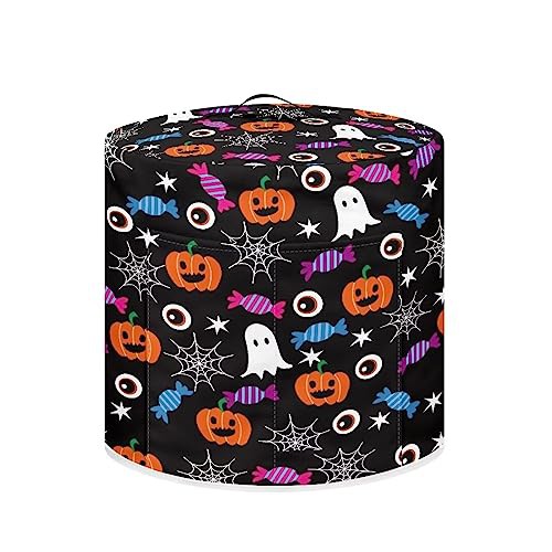 NETILGEN Dust Cover with Pocket for 3 Quart Instant Pot, Rice Cooker and Air Fryer, Round Protective Cover Dust-Proof Stain Resistant Electric Appliance Cover for Halloween Decor, Pumpkin Ghost Candy
