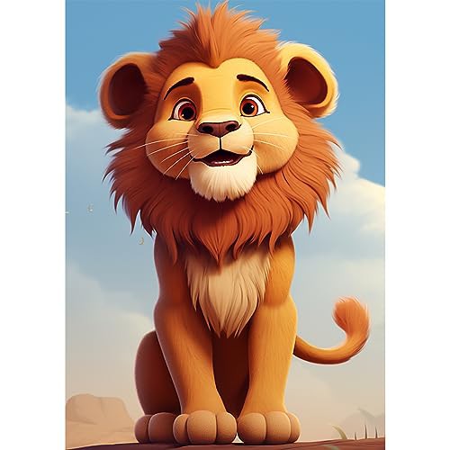 DIUJHUUY 5D Diamond Painting Kits, Digital Painting Kits - DIY Cartoon Animated Little Lion Theme Full Rhinestone Art Picture,Craft Supplies for Adults, Perfect Home Wall Decor Gift - 30x40cm