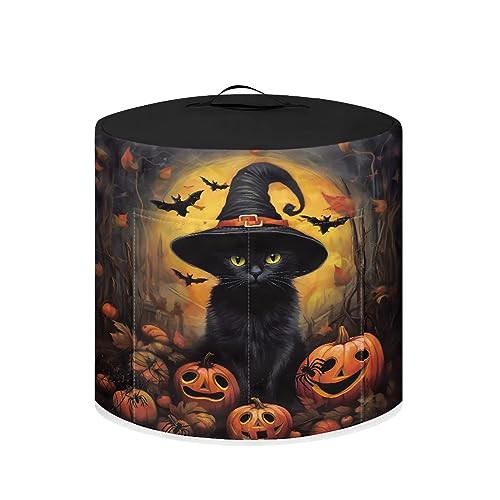 NETILGEN Pressure Cooker Cover for 6 Quart Instant Pot and Air Fryer Accessories, Stain Resistant Washable Cover Electric Appliance Cover with Pockets for Halloween Decoration, Black Cat Witch Pumpkin
