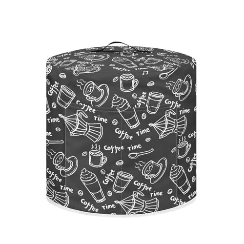NETILGEN Dust Cover for 3 Quart Instant Pot and Extra Accessories, Dust Protection Easy Clean Pressure Cooker Cover Electric Appliance Cover Air Fryer with Pocket Home Decor, Coffee Time Black