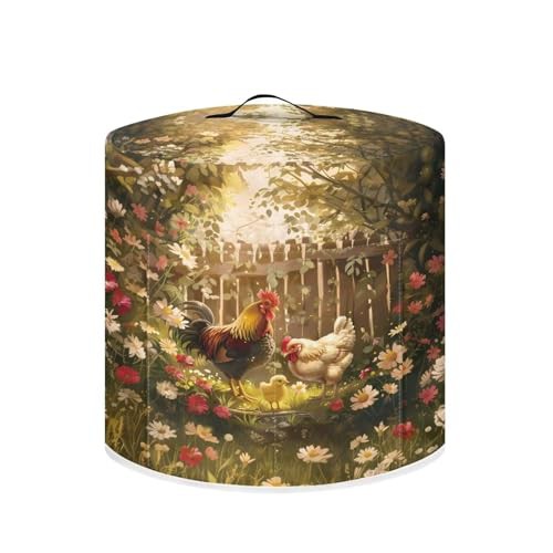 NETILGEN Dust Cover for 8 Quart Instant Pot and Extra Accessories, Dust Protection Easy Clean Pressure Cooker Cover Electric Appliance Cover Air Fryer with Pocket Home Decor, Chicken Family Garden