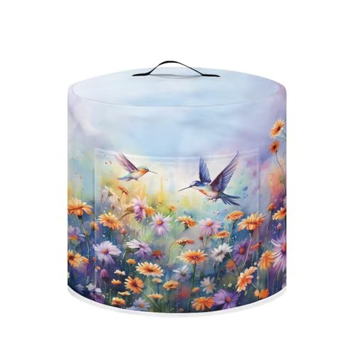 NETILGEN Dust Cover Compatible with 8 qt Instant Pot, for Electric Pressure Cooker Rice Cooker and Air Fryer Insulated Cloth Cover Keep Appliance Clean Home Decorations, Hummingbird Daisy Blue