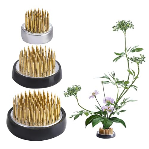 3PCS Flower Frogs Floral Frogs Round Kenzan Flower Fixed Tools with Brass Needle Arranger Tool Pin Holder Ikebana Flower Pin Frogs for arrangements Garden Home Decoration DIY Craft