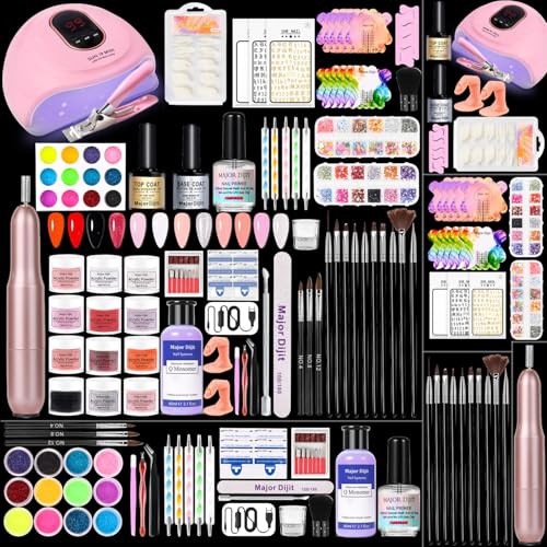 Acrylic Nail Kit,Acrylic Powder Set,Electric Nail Drill Nail Lamp Acrylic Nail 3D Art Manicure Supplies for beginners with everything 
